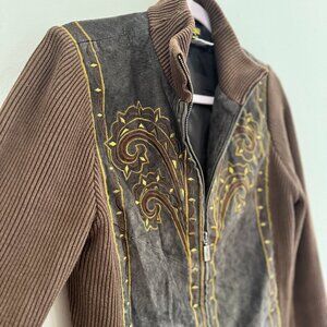 Vintage Bob Mackie Wearable Art Leather Jacket – Embroidered Statement Piece – S